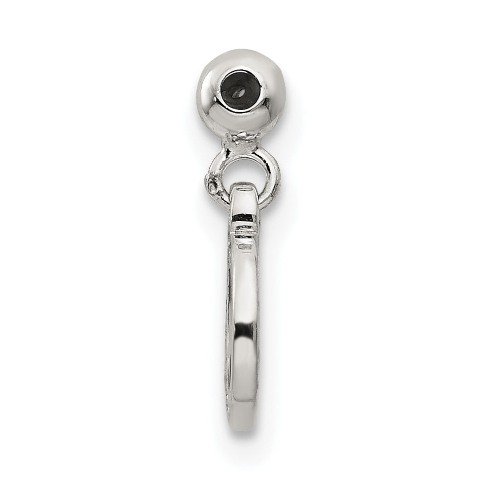 Sterlingsilber Mio Memento Emaille Zirkonia Hängend Mond und Stern Charm