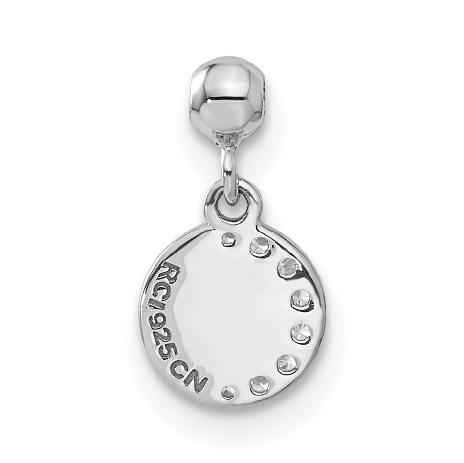 Sterlingsilber Mio Memento Emaille Zirkonia Hängend Mond und Stern Charm