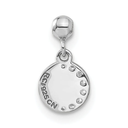 Sterlingsilber Mio Memento Emaille Zirkonia Hängend Mond und Stern Charm