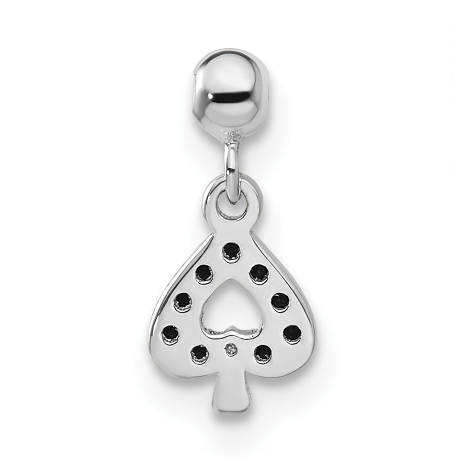 Sterlingsilber Mio Memento Schwarz Zirkonia Hängend Spade Charm