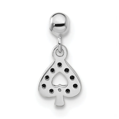 Sterlingsilber Mio Memento Schwarz Zirkonia Hängend Spade Charm