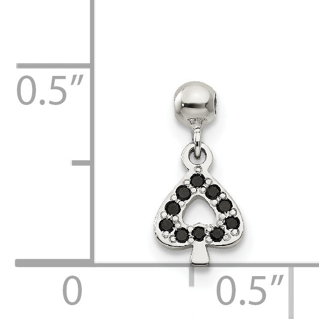Sterlingsilber Mio Memento Schwarz Zirkonia Hängend Spade Charm