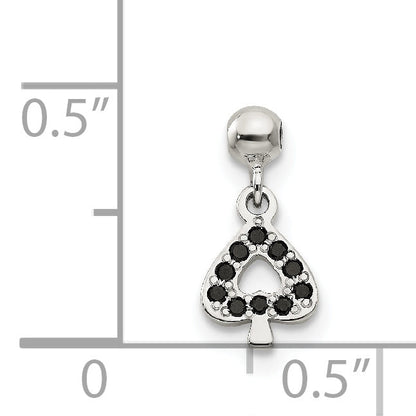 Sterlingsilber Mio Memento Schwarz Zirkonia Hängend Spade Charm