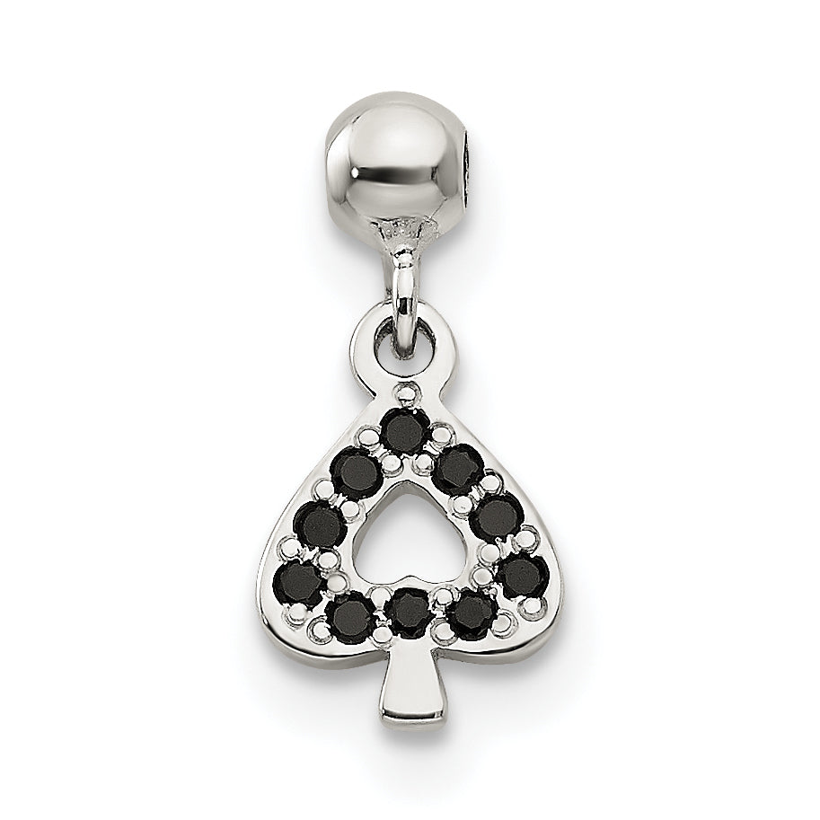 Sterlingsilber Mio Memento Schwarz Zirkonia Hängend Spade Charm