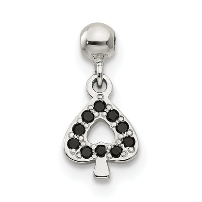 Sterlingsilber Mio Memento Schwarz Zirkonia Hängend Spade Charm