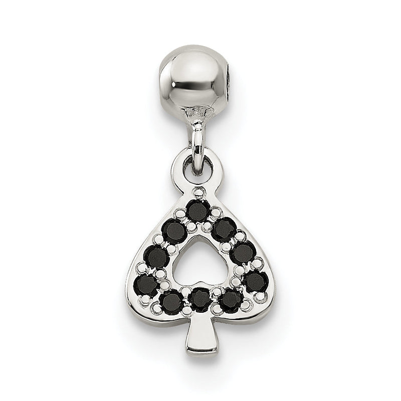 Sterlingsilber Mio Memento Schwarz Zirkonia Hängend Spade Charm