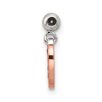 Sterlingsilber Mio Memento Roséfarben Rot Zirkonia Hängend Herz Charm