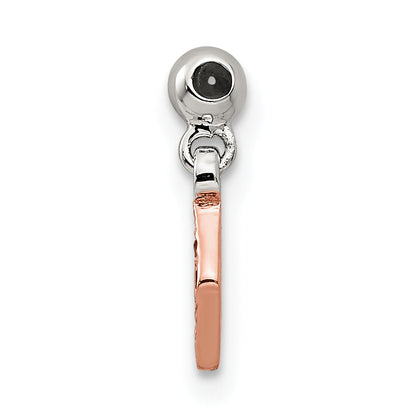 Sterlingsilber Mio Memento Roséfarben Rot Zirkonia Hängend Diamant Geformt Charm