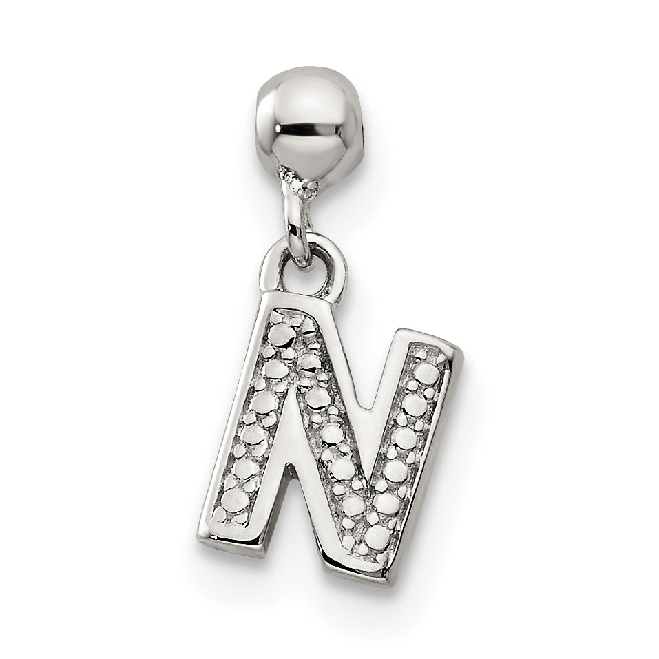 Sterlingsilber Mio Memento Buchstabe N Hängend Initiale Charm