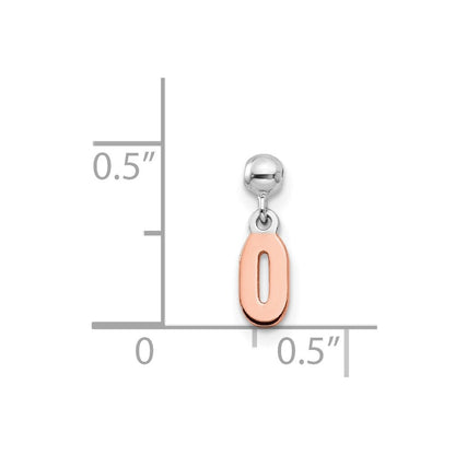 Sterlingsilber Mio Memento Rhodiniert Roséfarben Hängend Zahl 0 Charm