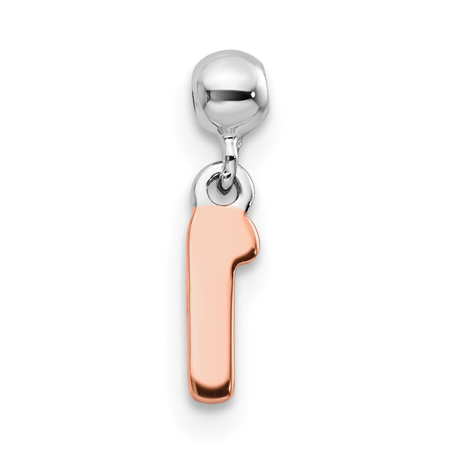 Sterlingsilber Mio Memento Rhodiniert Roséfarben Hängend Zahl 1 Charm