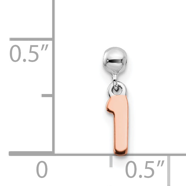 Sterlingsilber Mio Memento Rhodiniert Roséfarben Hängend Zahl 1 Charm