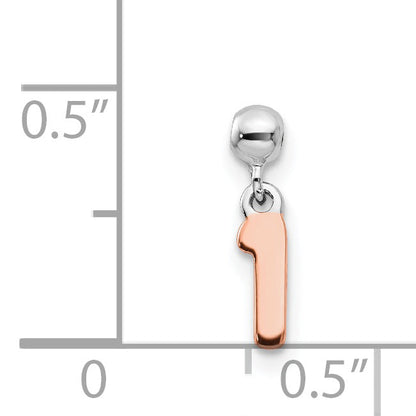 Sterlingsilber Mio Memento Rhodiniert Roséfarben Hängend Zahl 1 Charm