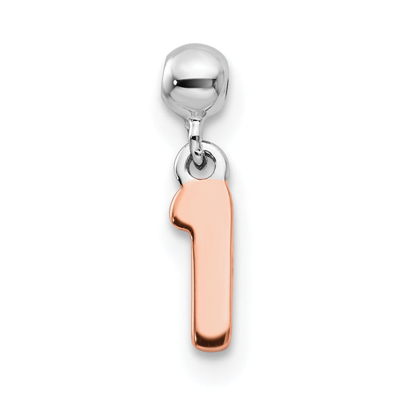 Sterlingsilber Mio Memento Rhodiniert Roséfarben Hängend Zahl 1 Charm