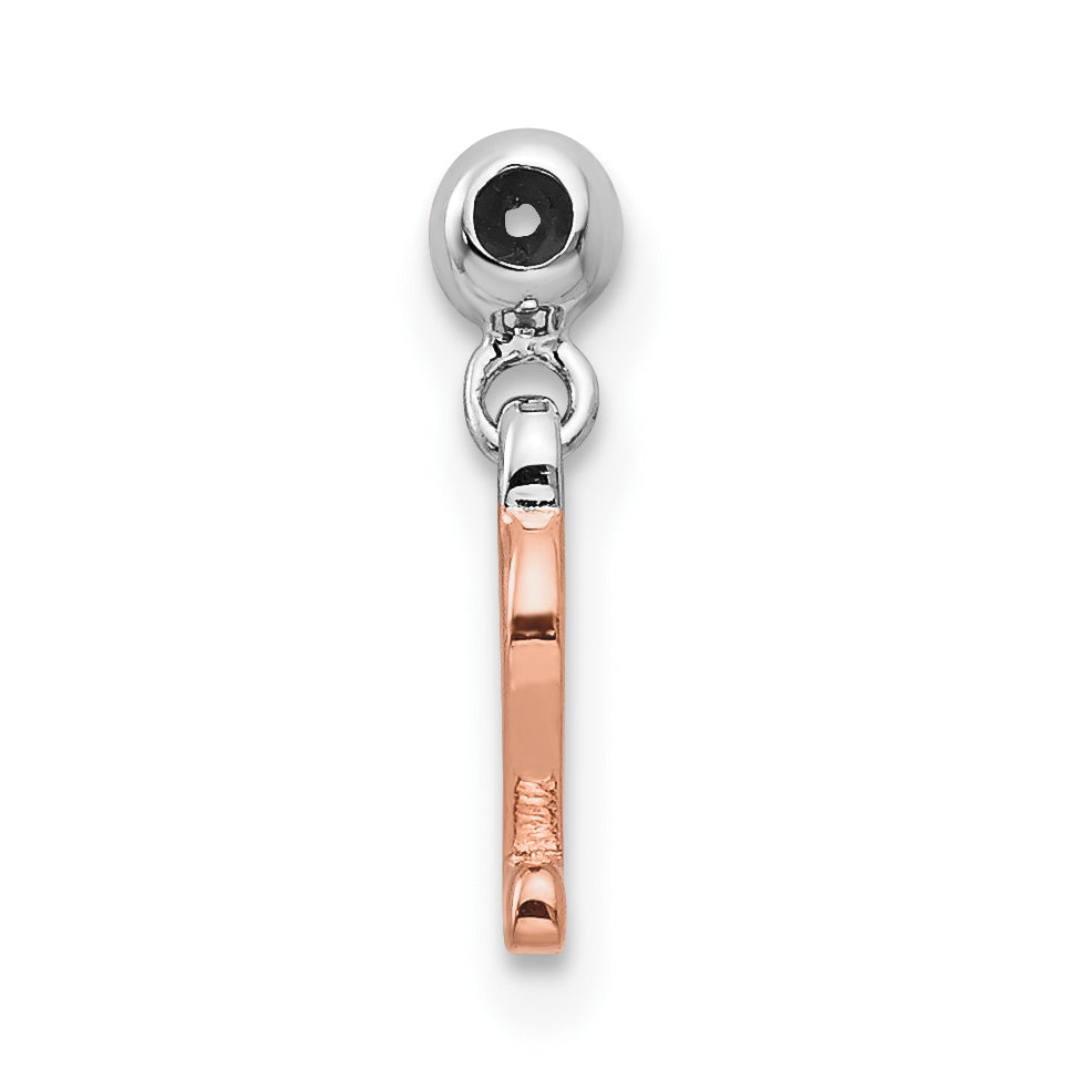Sterlingsilber Mio Memento Rhodiniert Roséfarben Hängend Zahl 2 Charm