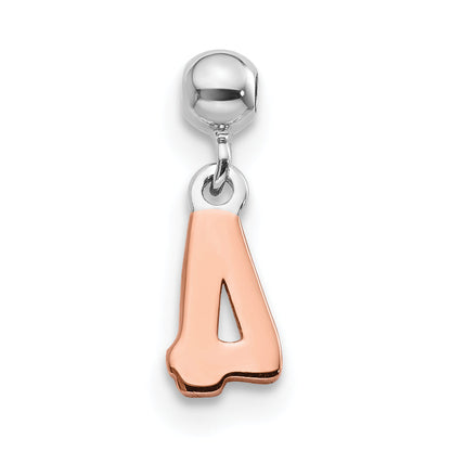Sterlingsilber Mio Memento Rhodiniert Roséfarben Hängend Zahl 4 Charm