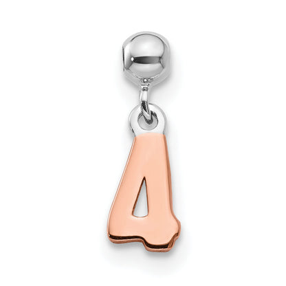 Sterlingsilber Mio Memento Rhodiniert Roséfarben Hängend Zahl 4 Charm