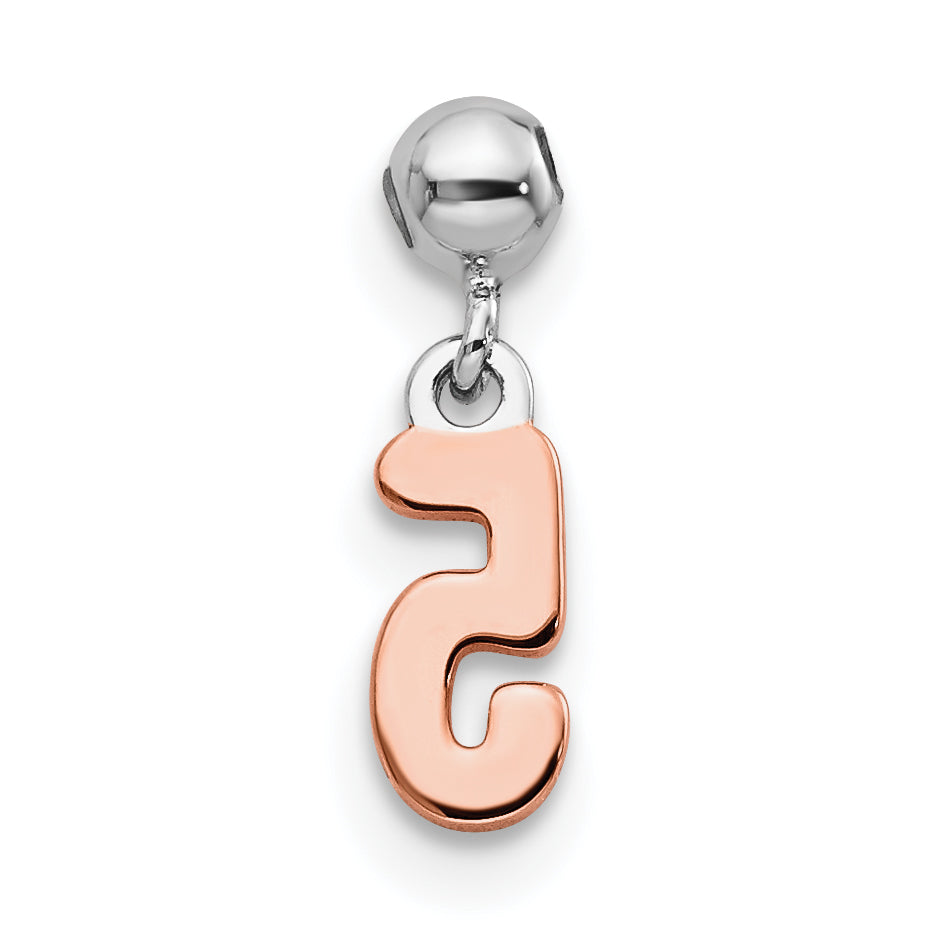 Sterlingsilber Mio Memento Rhodiniert Roséfarben Hängend Zahl 5 Charm