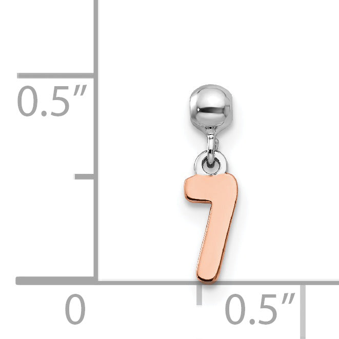 Sterlingsilber Mio Memento Rhodiniert Roséfarben Hängend Zahl 7 Charm
