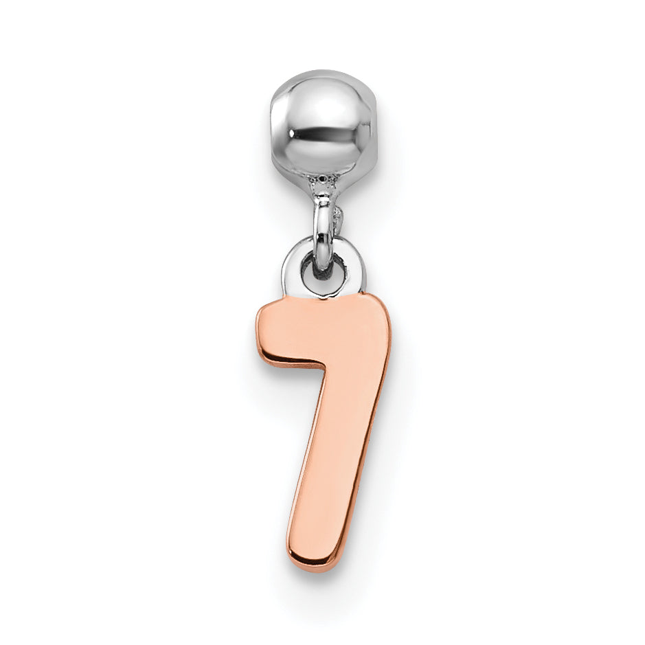 Sterlingsilber Mio Memento Rhodiniert Roséfarben Hängend Zahl 7 Charm