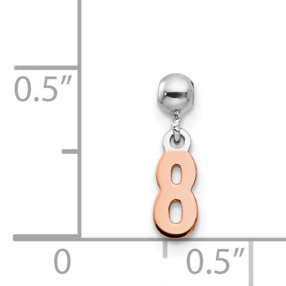 Sterlingsilber Mio Memento Rhodiniert Roséfarben Hängend Zahl 8 Charm