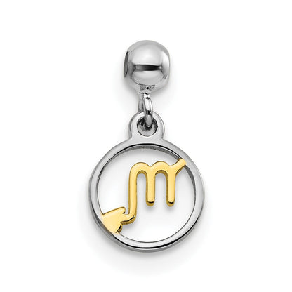Sterlingsilber Mio Memento Rhodiniert Goldfarben Hängend Scorpio Charm
