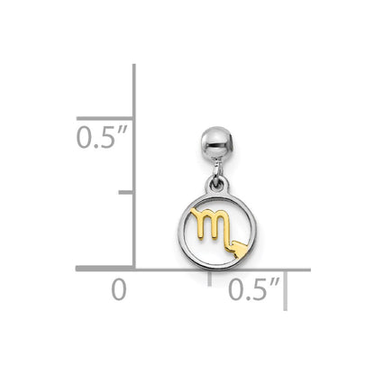 Sterlingsilber Mio Memento Rhodiniert Goldfarben Hängend Scorpio Charm