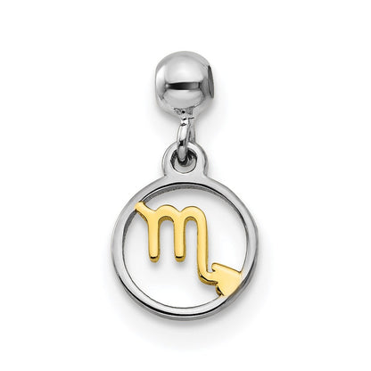 Sterlingsilber Mio Memento Rhodiniert Goldfarben Hängend Scorpio Charm