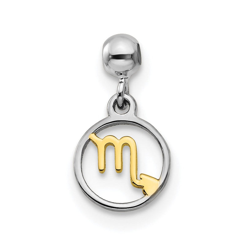 Sterlingsilber Mio Memento Rhodiniert Goldfarben Hängend Scorpio Charm