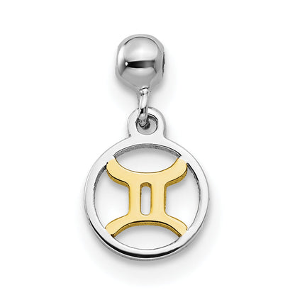 Sterlingsilber Mio Memento Rhodiniert Goldfarben Hängend Gemini Charm