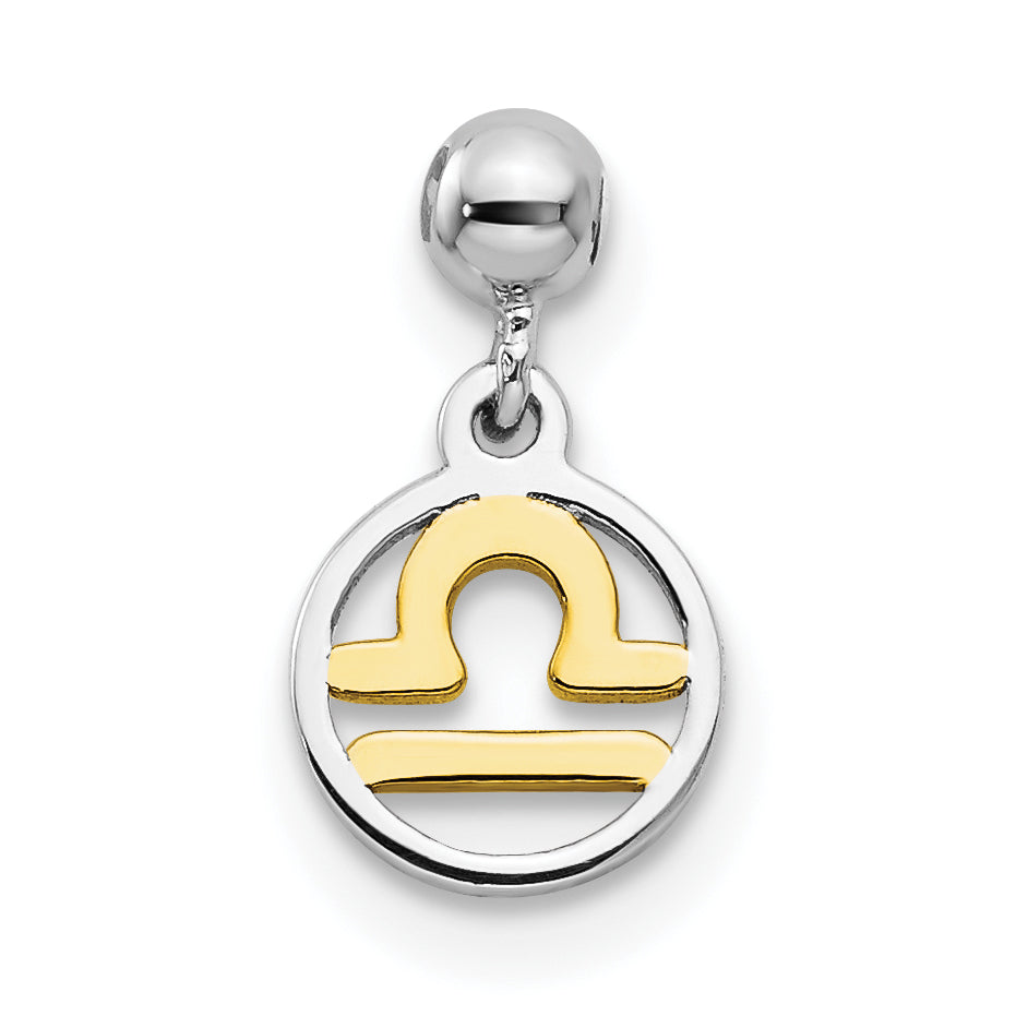 Sterlingsilber Mio Memento Rhodiniert Goldfarben Hängend Libra Charm