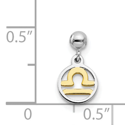 Sterlingsilber Mio Memento Rhodiniert Goldfarben Hängend Libra Charm