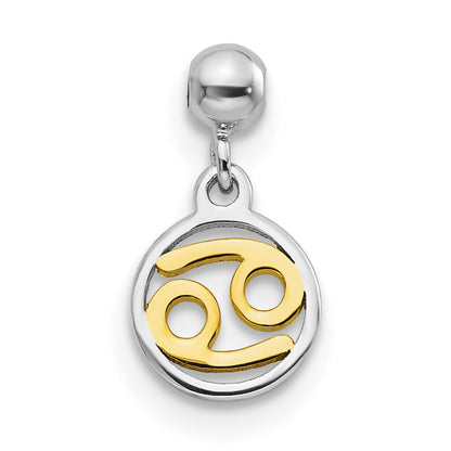 Sterlingsilber Mio Memento Rhodiniert Goldfarben Hängend Cancer Charm