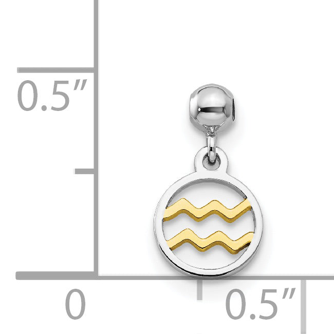 Sterlingsilber Mio Memento Rhodiniert Goldfarben Hängend Aquarius Charm