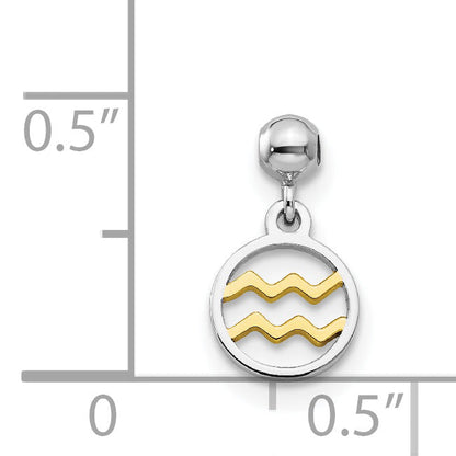 Sterlingsilber Mio Memento Rhodiniert Goldfarben Hängend Aquarius Charm