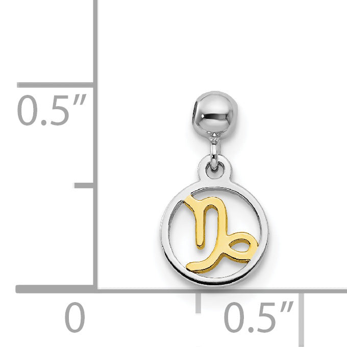Sterlingsilber Mio Memento Rhodiniert Goldfarben Capricorn Charm