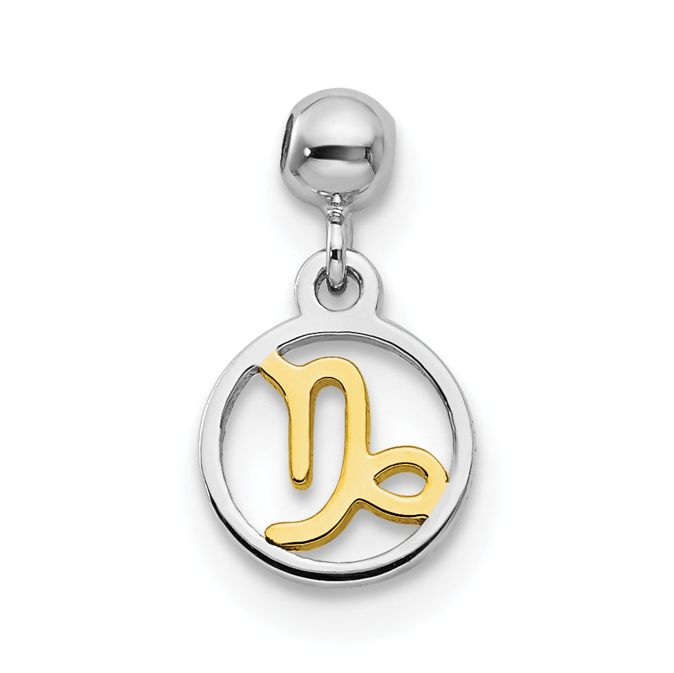 Sterlingsilber Mio Memento Rhodiniert Goldfarben Capricorn Charm
