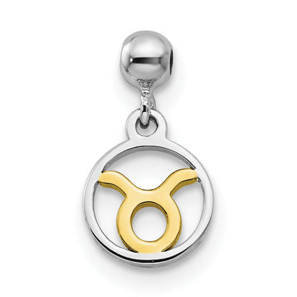 Sterlingsilber Mio Memento Rhodiniert Goldfarben Hängend Taurus Charm