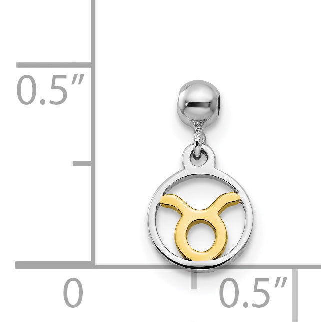 Sterlingsilber Mio Memento Rhodiniert Goldfarben Hängend Taurus Charm