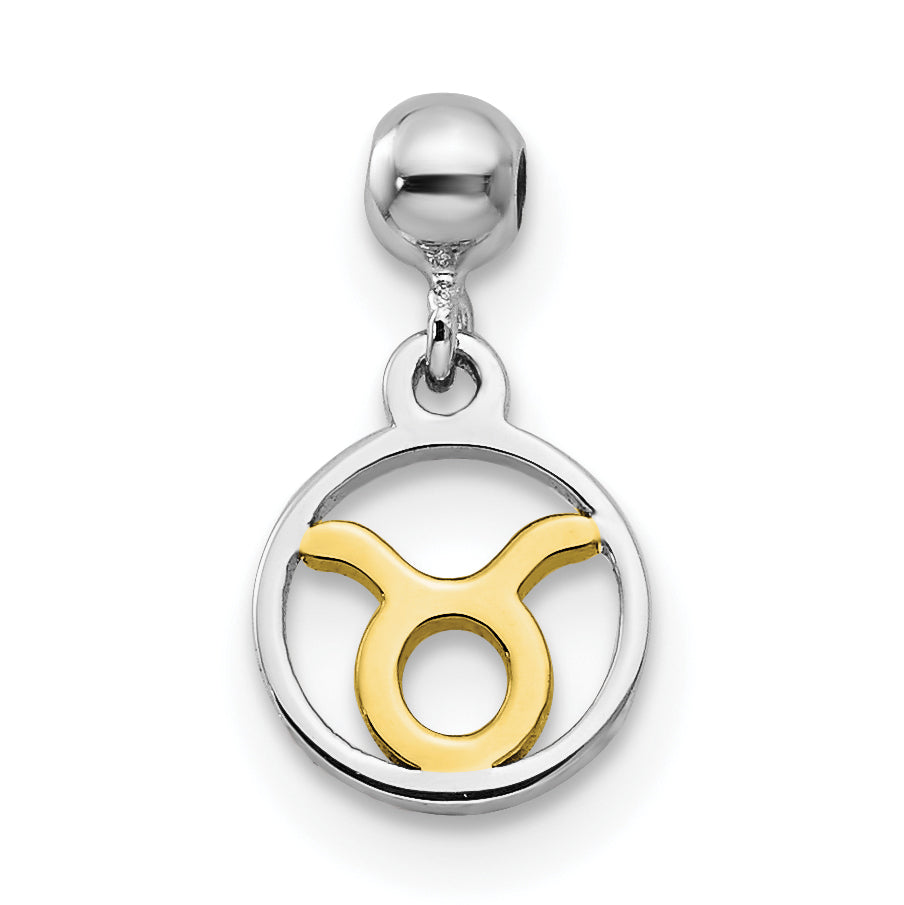 Sterlingsilber Mio Memento Rhodiniert Goldfarben Hängend Taurus Charm