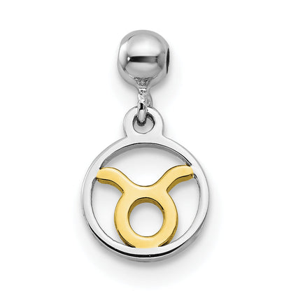 Sterlingsilber Mio Memento Rhodiniert Goldfarben Hängend Taurus Charm