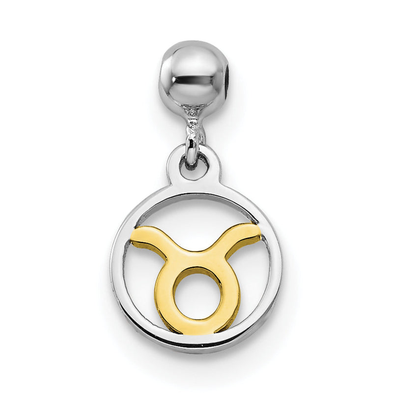 Sterlingsilber Mio Memento Rhodiniert Goldfarben Hängend Taurus Charm