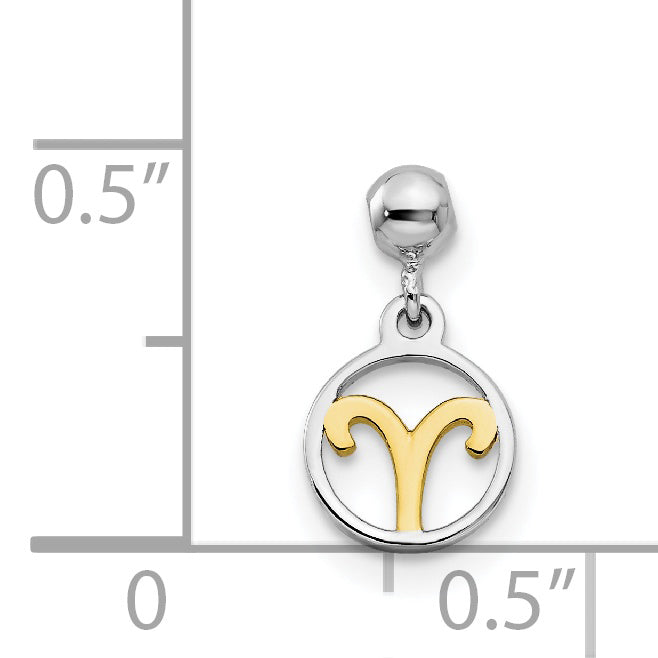 Sterlingsilber Mio Memento Rhodiniert Goldfarben Hängend Aries Charm