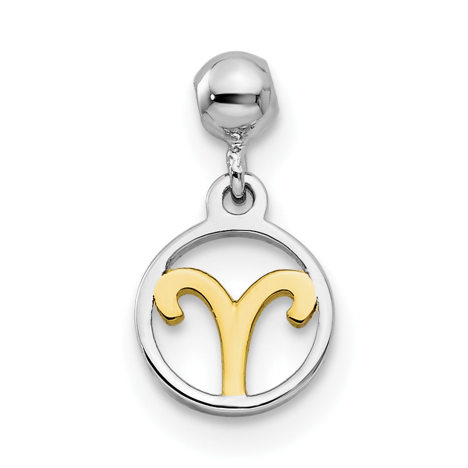 Sterlingsilber Mio Memento Rhodiniert Goldfarben Hängend Aries Charm