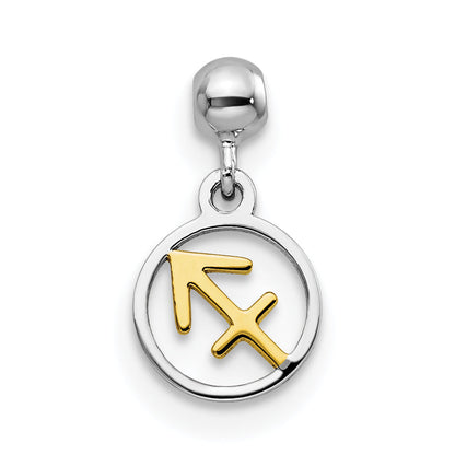 Sterlingsilber Mio Memento Rhodiniert Goldfarben Sagittarius Charm