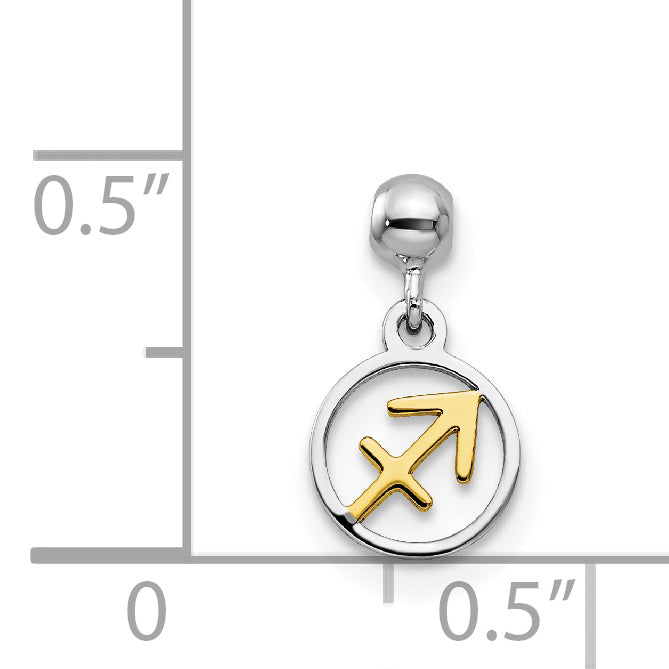 Sterlingsilber Mio Memento Rhodiniert Goldfarben Sagittarius Charm