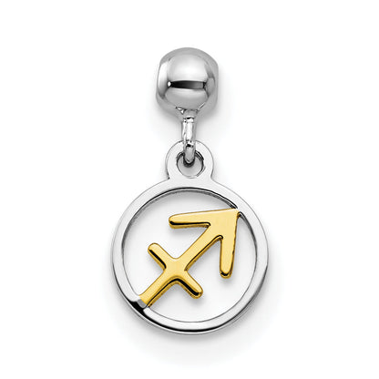 Sterlingsilber Mio Memento Rhodiniert Goldfarben Sagittarius Charm