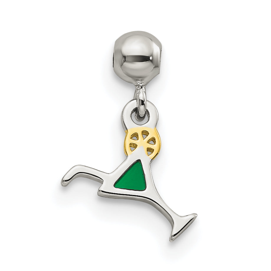 Sterlingsilber Mio Memento Goldfarben mit Emaille Cocktail Charm