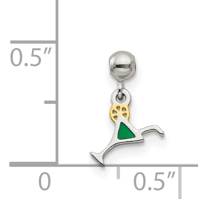Sterlingsilber Mio Memento Goldfarben mit Emaille Cocktail Charm