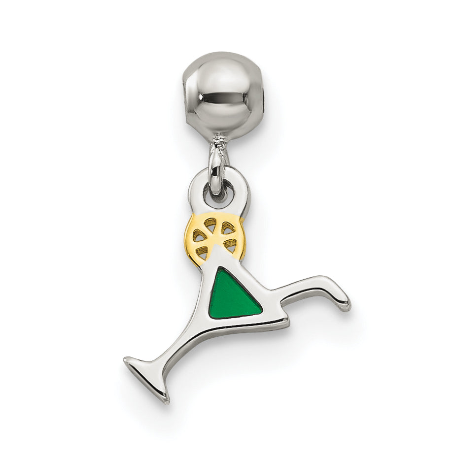 Sterlingsilber Mio Memento Goldfarben mit Emaille Cocktail Charm